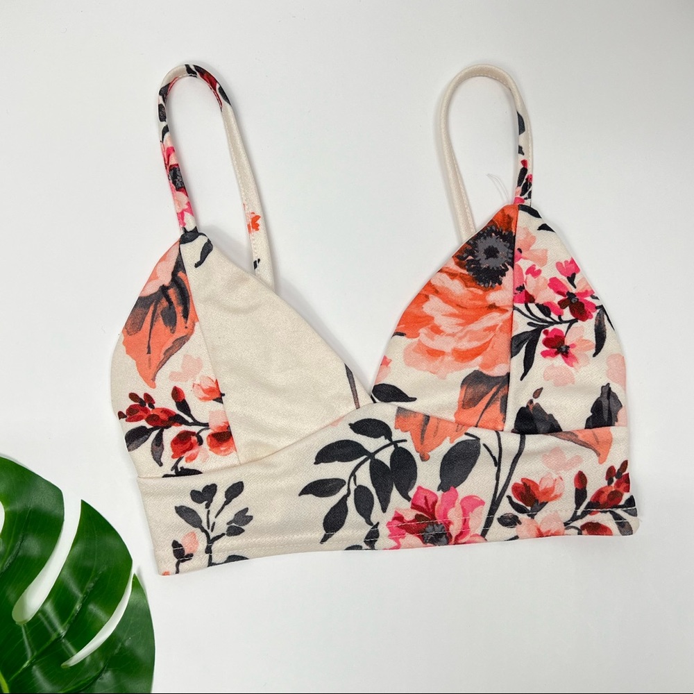 Floral Bralette Cropped Top Flower Print Tank Corset Bustier Sleeveless Crop Tee